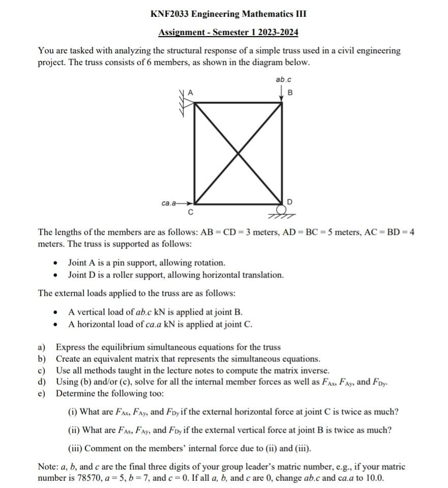Solved KNF2033 ﻿Engineering Mathematics IIIAssignment - | Chegg.com