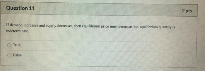 Solved Question 11 2 pts If demand increases and supply | Chegg.com