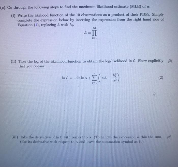 Solved Problem 2 Maximum Likelihood Estimation 11 Point Chegg Com