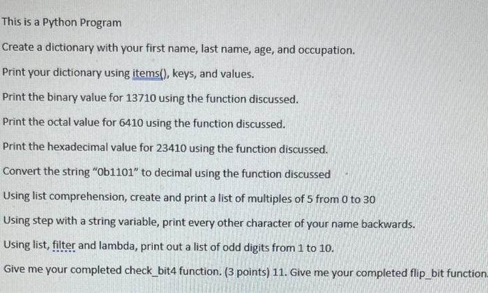 Solved This is a Python Program Create a dictionary with | Chegg.com