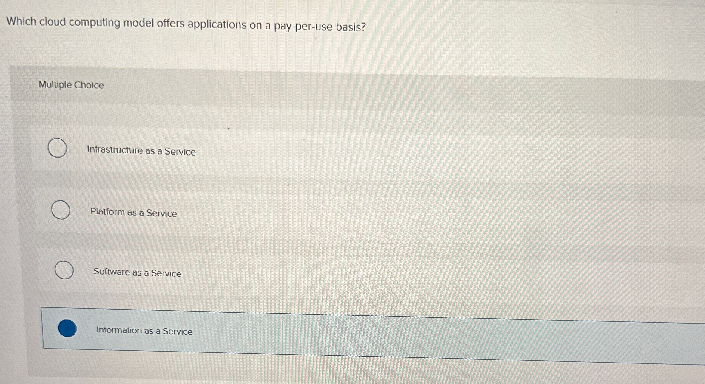 Solved Which cloud computing model offers applications on a | Chegg.com