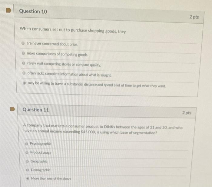 Solved Question 10 2 pts When consumers set out to purchase | Chegg.com