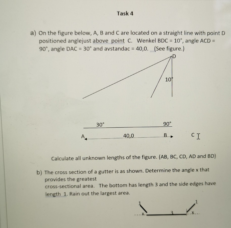 Solved Task 4 a) On the figure below, A, B and C are located | Chegg.com