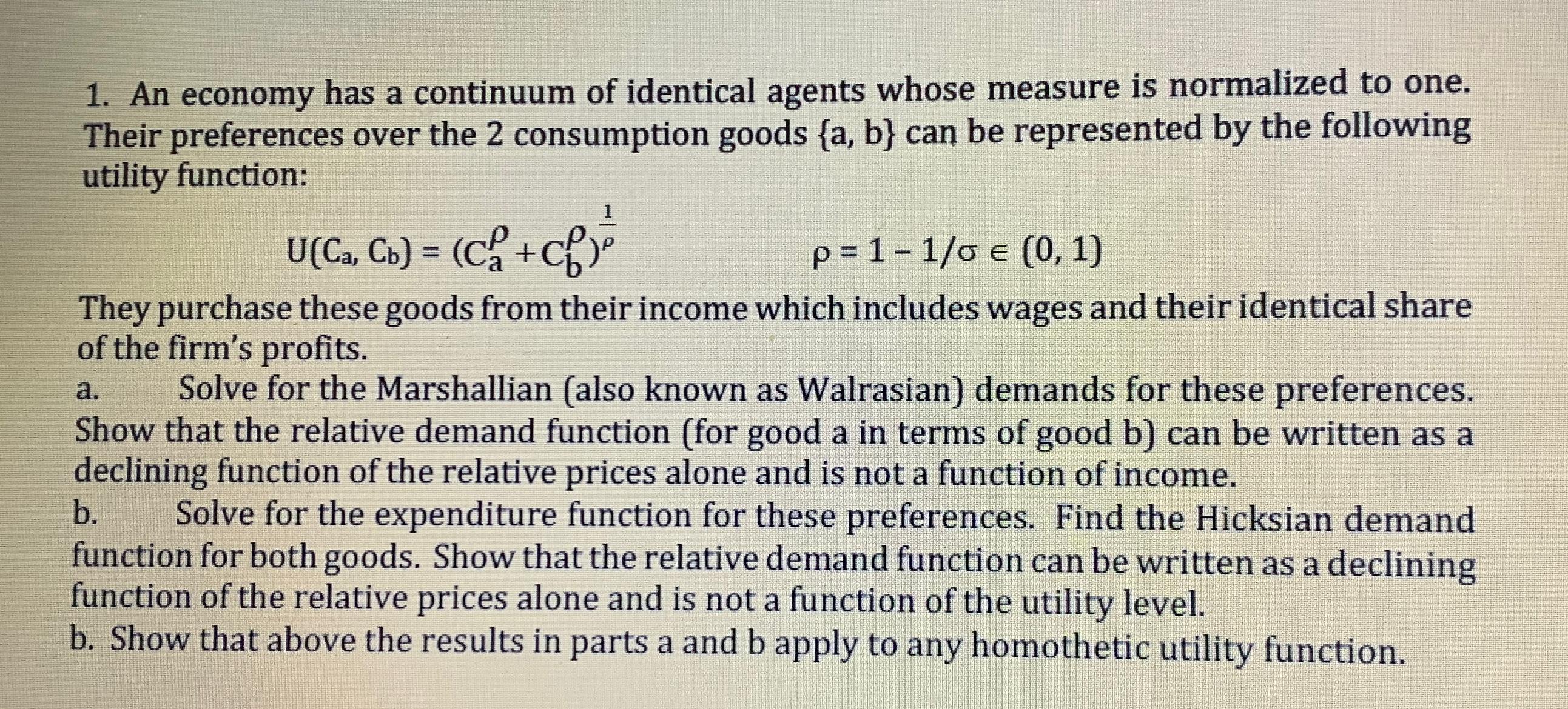 Solved An economy has a continuum of identical agents whose | Chegg.com