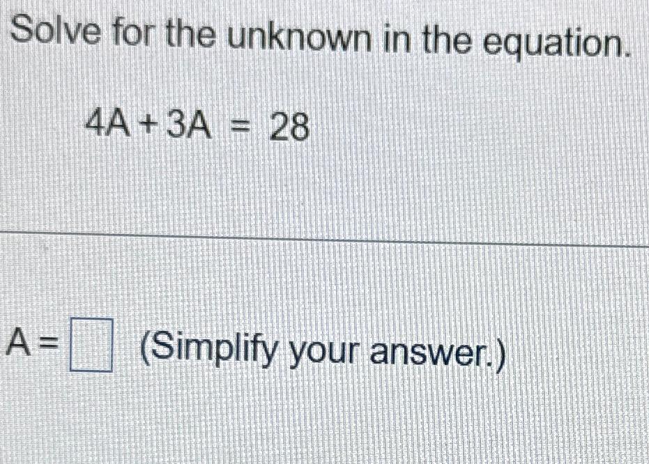 Solved Solve for the unknown in the | Chegg.com