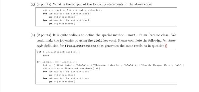 4. (10 points) Special methods and syntax sugar. | Chegg.com