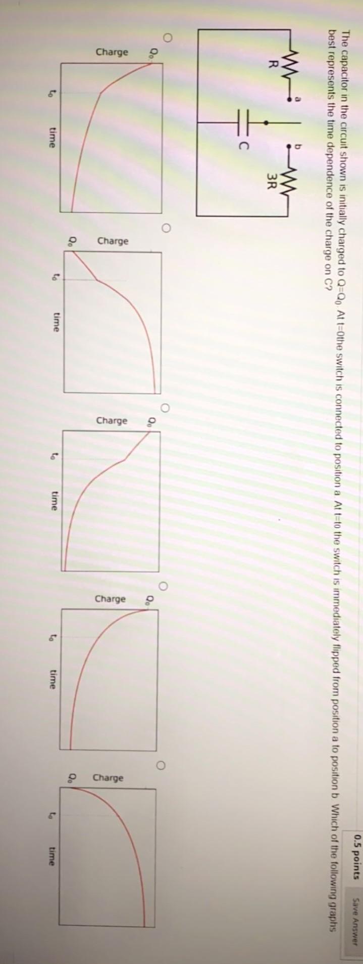 Solved 0.5 points Save Answer The capacitor in the circuit | Chegg.com