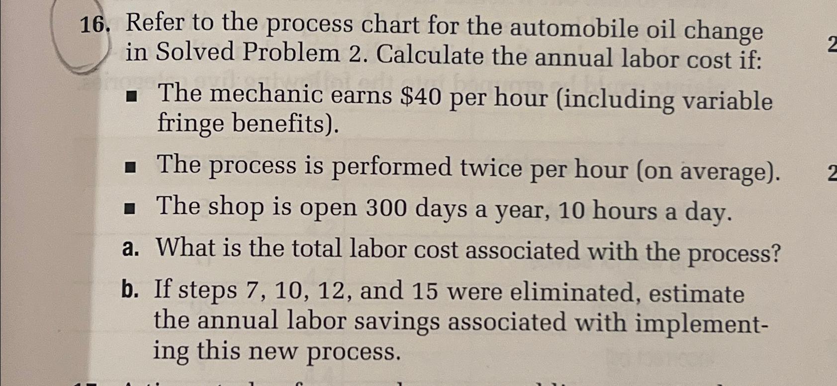 Refer to the process chart for the automobile oil