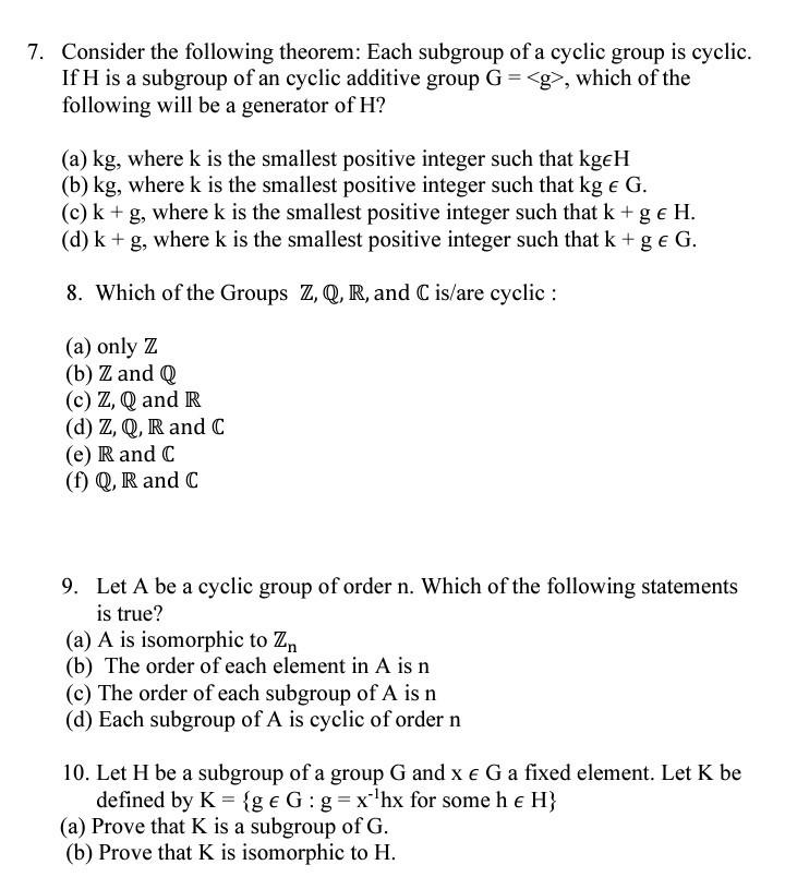 Solved 6 Consider The Following Theorem Stated Here For Chegg Com