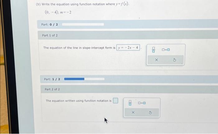 Solved (b) Write the equation using function notation where | Chegg.com