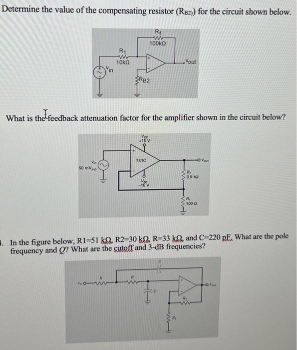 Solved Determine the value of the compensating resistor | Chegg.com