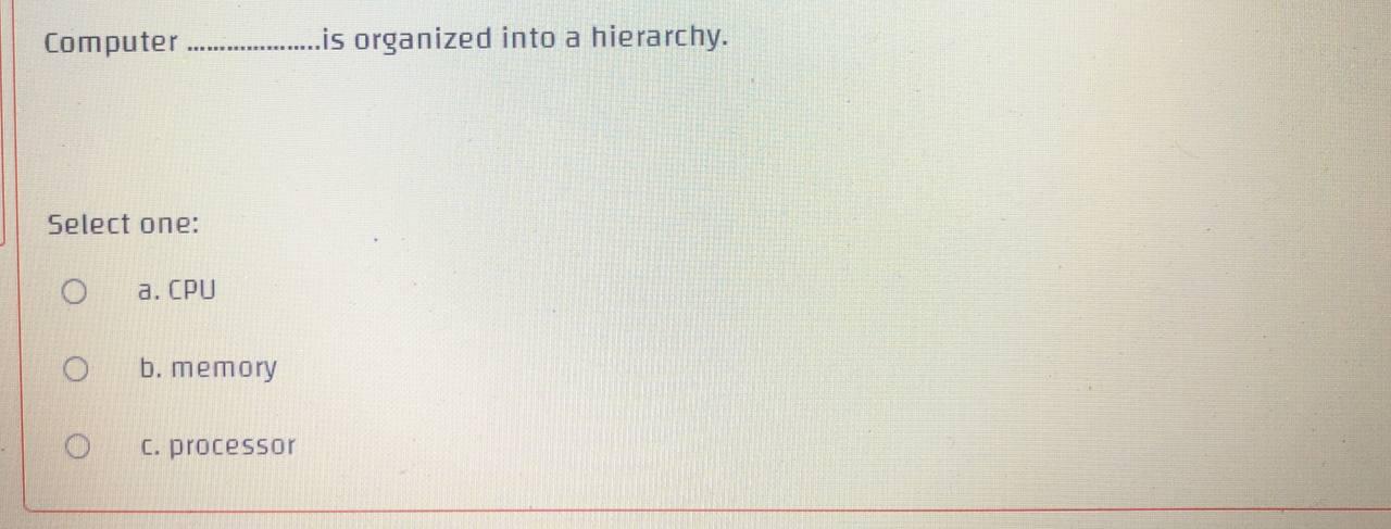 Solved Computer ...................is organized into a | Chegg.com