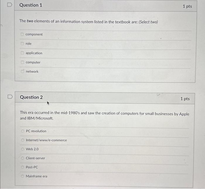 Solved The two elements of an information system listed in | Chegg.com