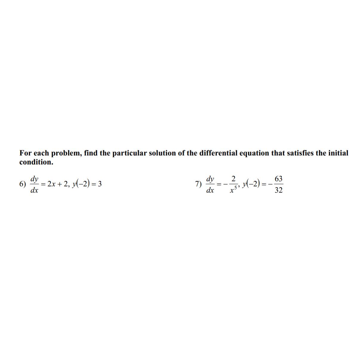 Solved For each problem, find the particular solution of the | Chegg.com