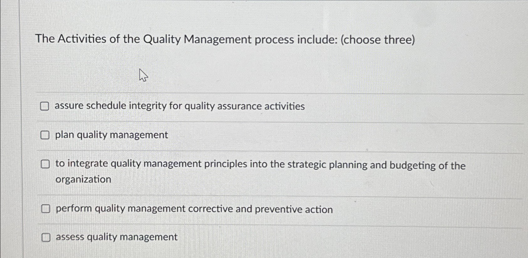 Solved The Activities of the Quality Management process | Chegg.com