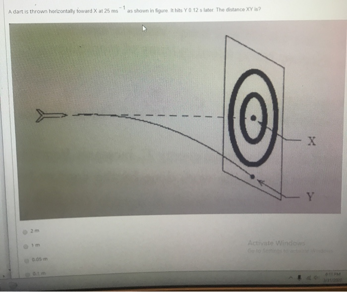 Solved A dart is thrown horizontally toward X at 25 ms as