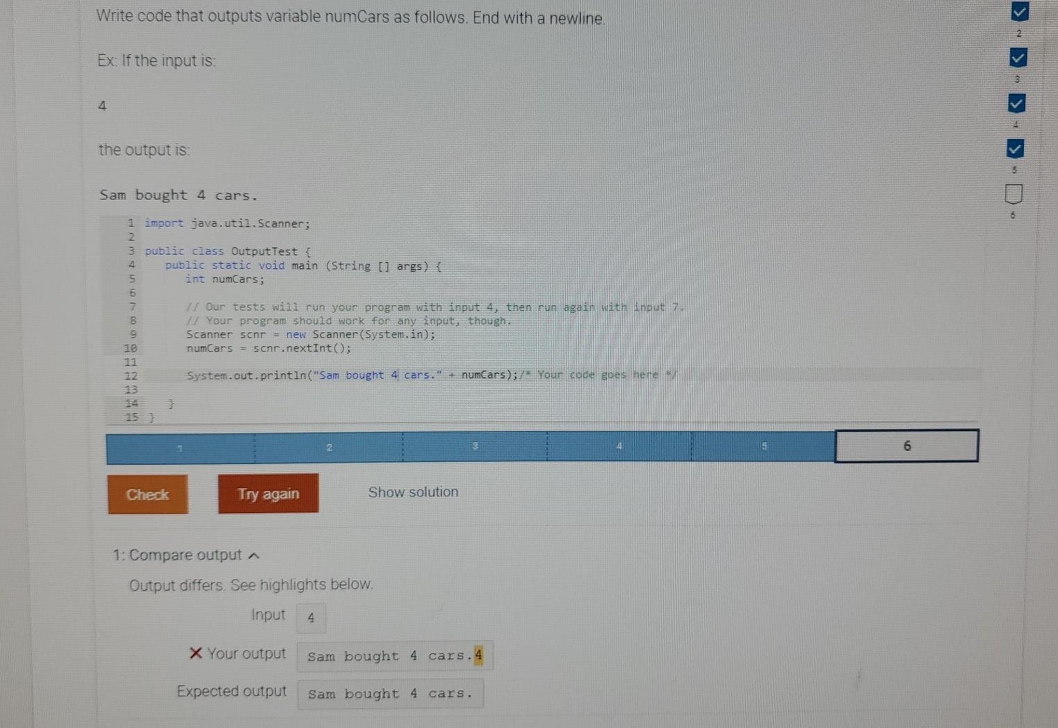 Solved Write Code That Outputs Variable NumCars As Follows Chegg