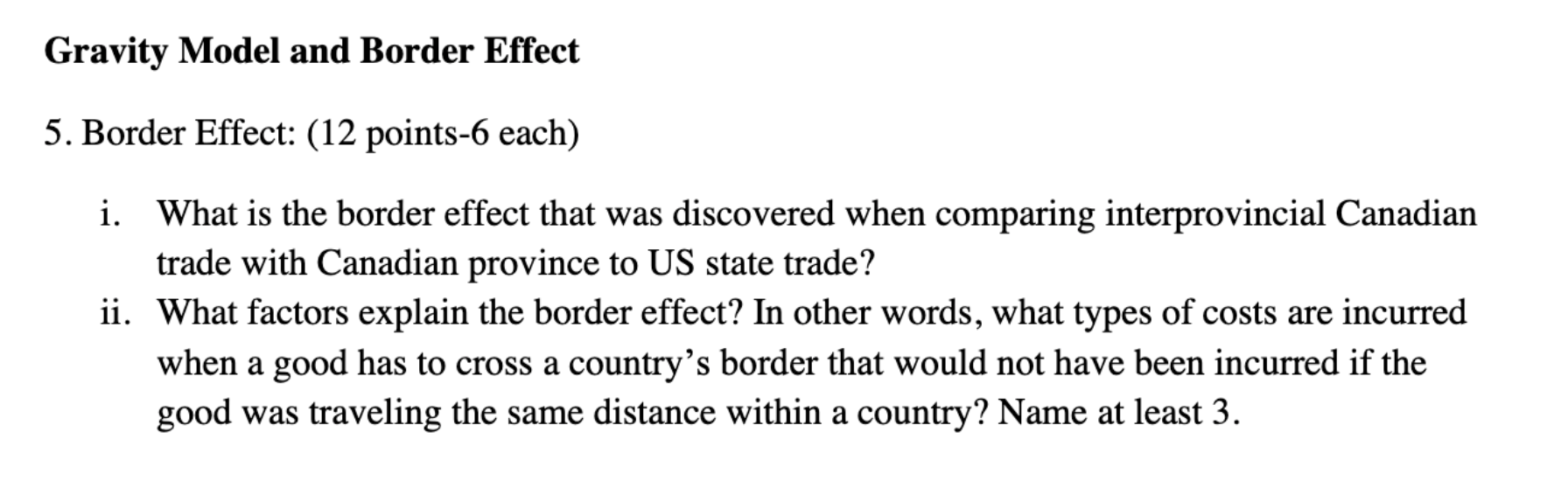 Solved Gravity Model and Border Effect5. ﻿Border Effect: (12 | Chegg.com