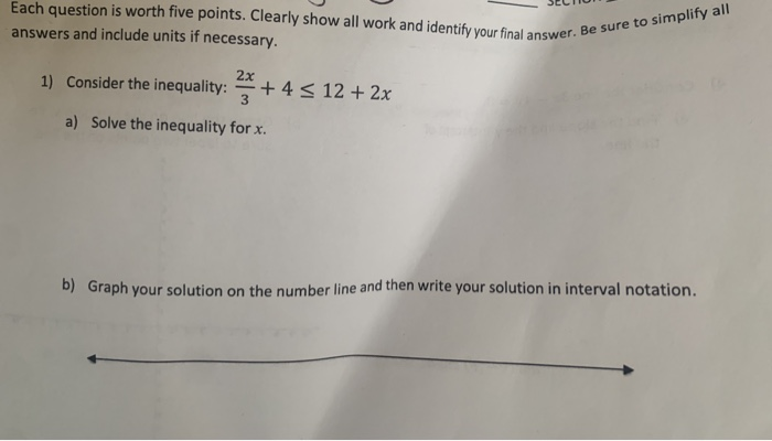 Solved SECTION Each question is worth five points. Clearly | Chegg.com