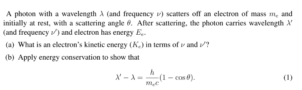 Solved A photon with a wavelength λ (and frequency u ) | Chegg.com