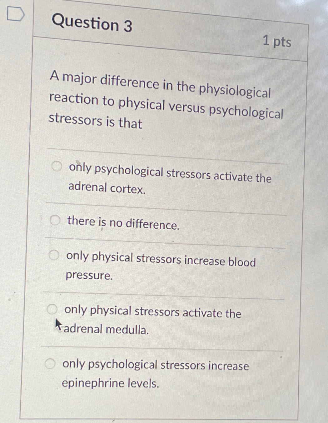 Solved Question 31ptsA major difference in the physiological | Chegg.com