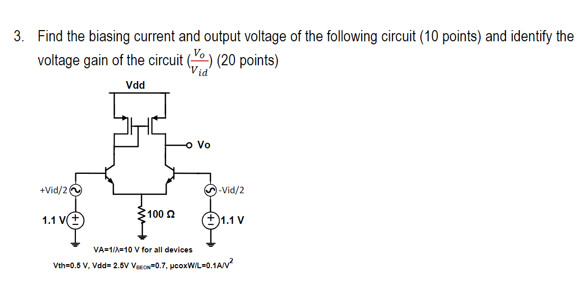 Find the biasing current and output voltage of ﻿the | Chegg.com