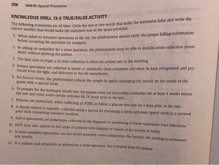 Solved 256 Unit Iv Special Procedures Knowledge Drill Chegg Solved 256 Unit Iv Special Procedures Knowledge Drill Chegg
