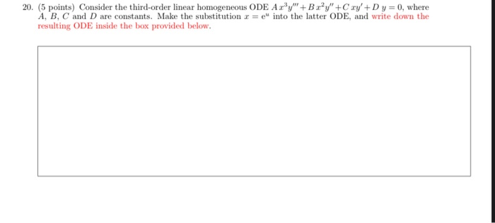 Solved 20. (5 Points) Consider The Third-order Linear | Chegg.com