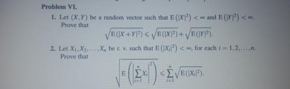 Solved Problem VI. 1. Let (X,Y) be a random vector such that | Chegg.com