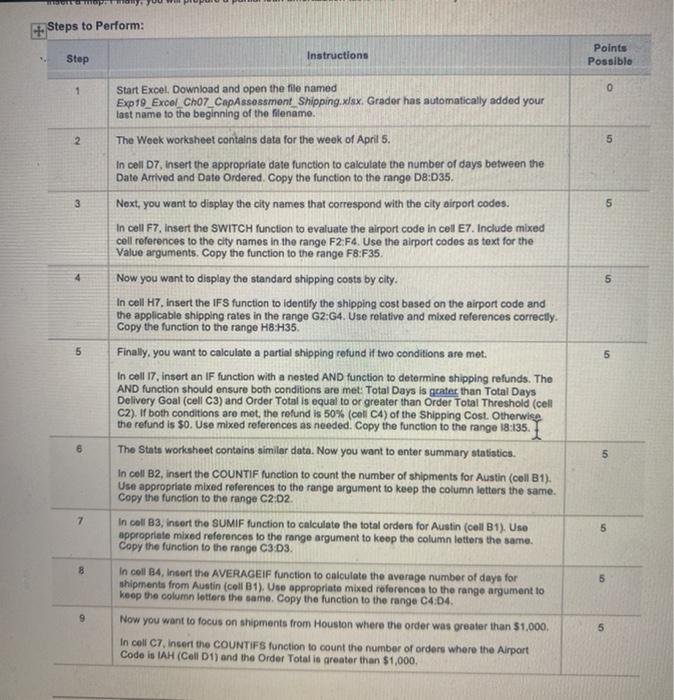 Exp19_Excel_Cho7_CapAssessment_Shipping Project | Chegg.com