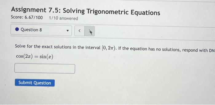 solving trigonometric equations assignment