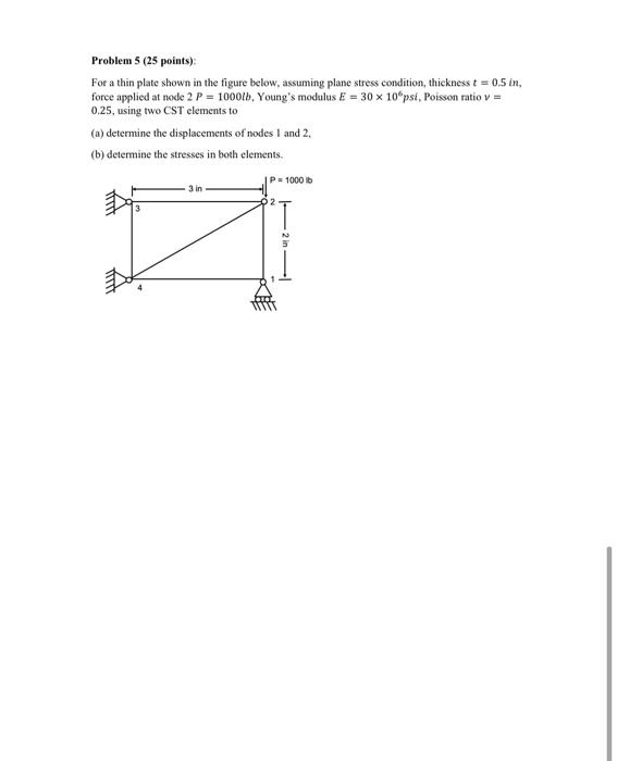 Solved Problem 5 (25 points); For a thin plate shown in the | Chegg.com