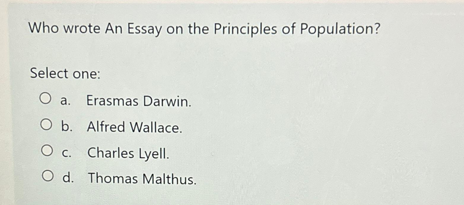 an essay on the principle of population and other writings