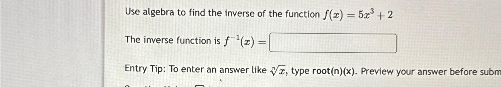 algebra 2 assignment find the inverse of each function