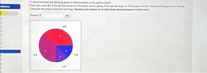 Solved oblems 1 2... 3 4 (1 point) Consider the following | Chegg.com