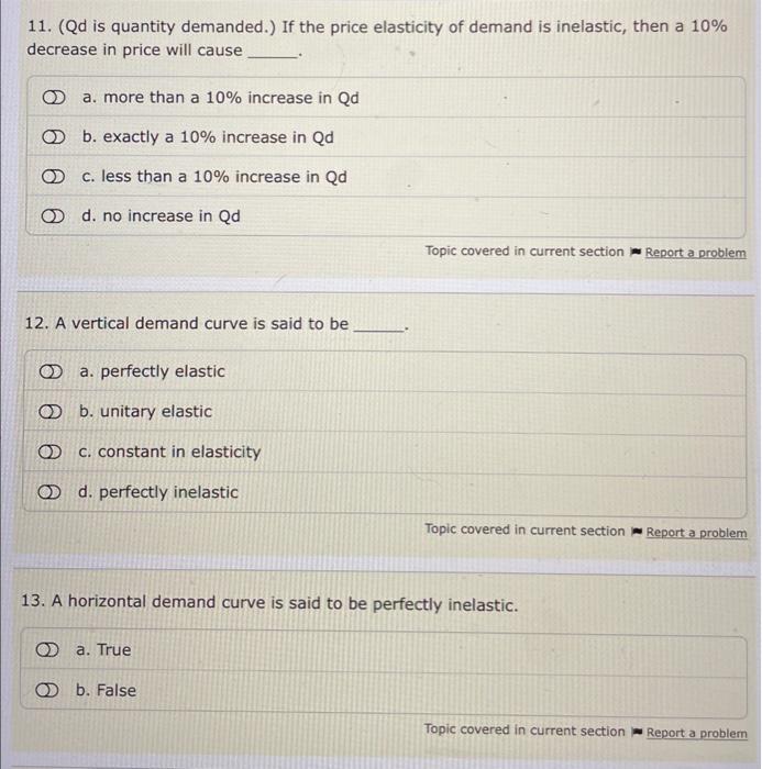 Solved 11. (Qd is quantity demanded.) If the price | Chegg.com