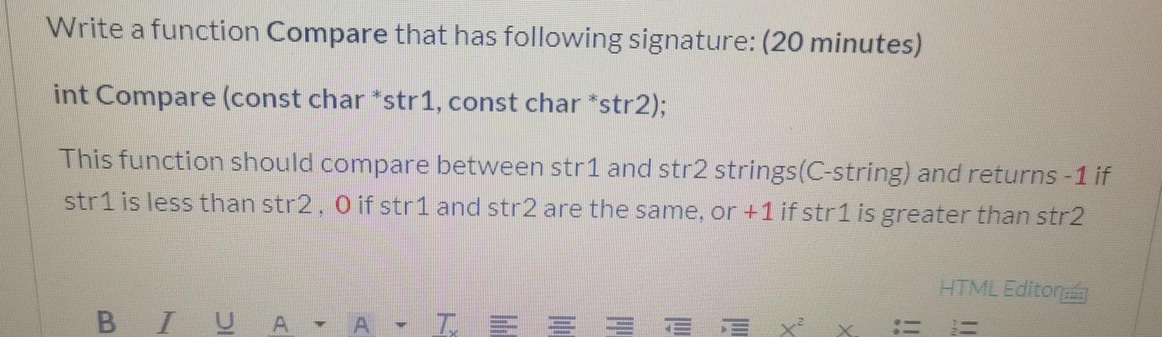 Solved Write a function Compare that has following | Chegg.com