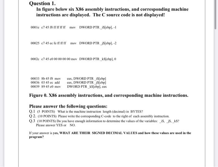 Question 1. In figure below six X86 assembly | Chegg.com