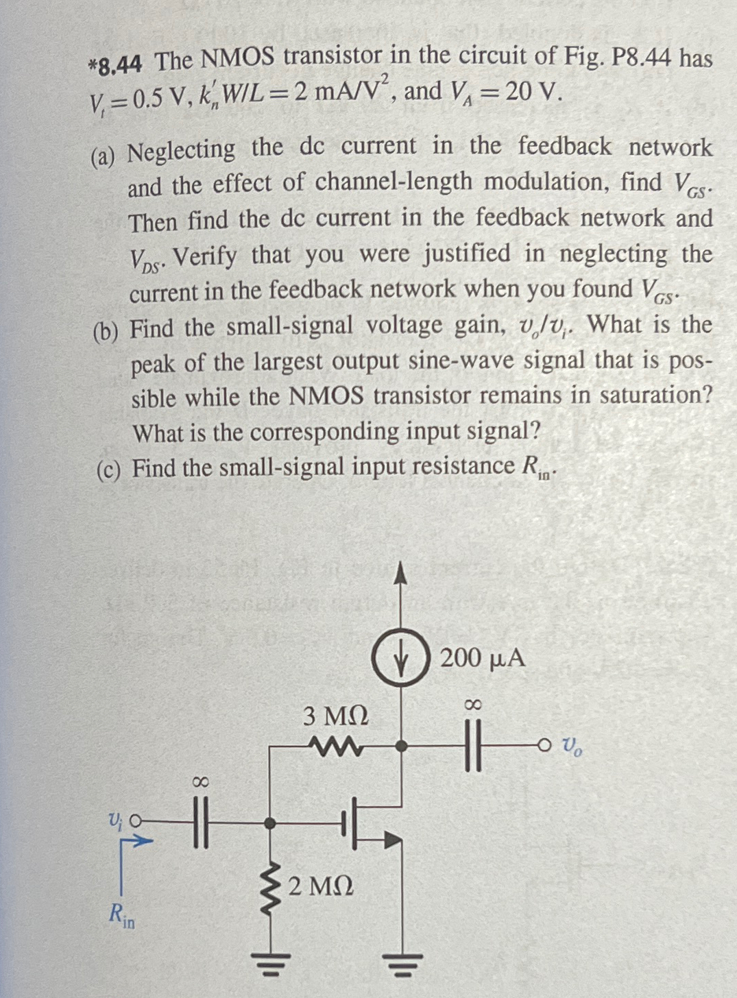 Solved *8.44 The NMOS transistor in the circuit of Fig. | Chegg.com
