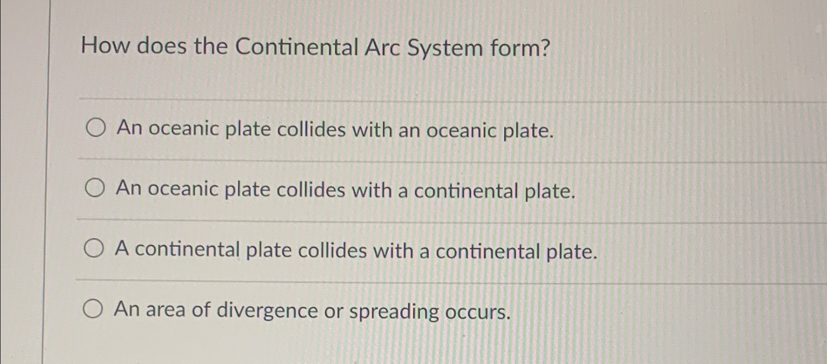 Solved How does the Continental Arc System form?An oceanic | Chegg.com