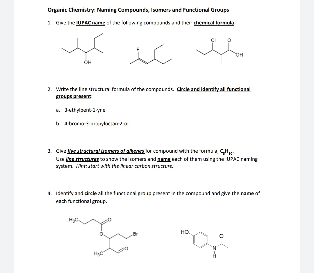 Solved Organic Chemistry: Naming Compounds, Isomers and | Chegg.com