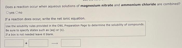 Solved Does a reaction occur when aqueous solutions of | Chegg.com