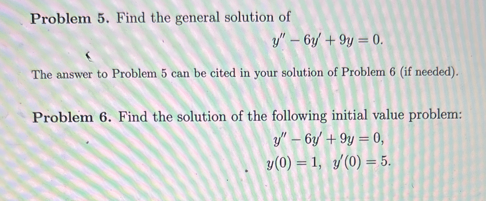 Solved Problem 5. ﻿Find the general solution | Chegg.com