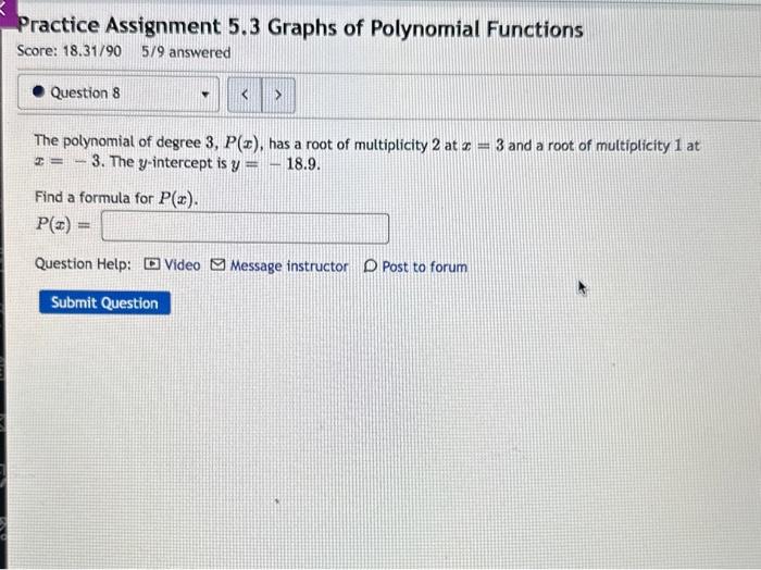 Solved Practice Assignment 5.3 Graphs of Polynomial | Chegg.com