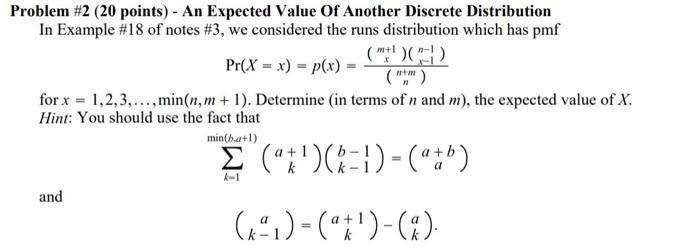 Solved Problem \#2 (20 points) - An Expected Value Of | Chegg.com