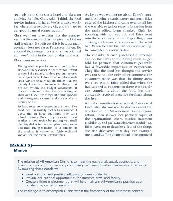 Solved selected cases Peppercorn Dining The partners of