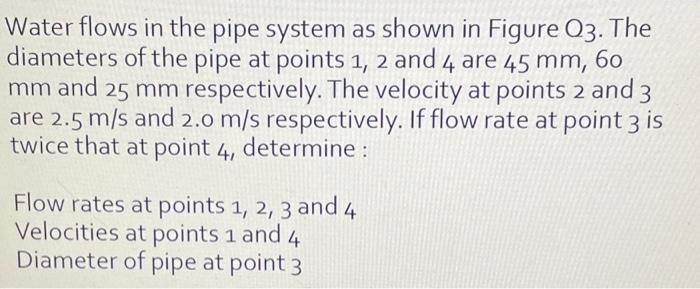 Solved Water flows in the pipe system as shown in Figure 03. | Chegg.com