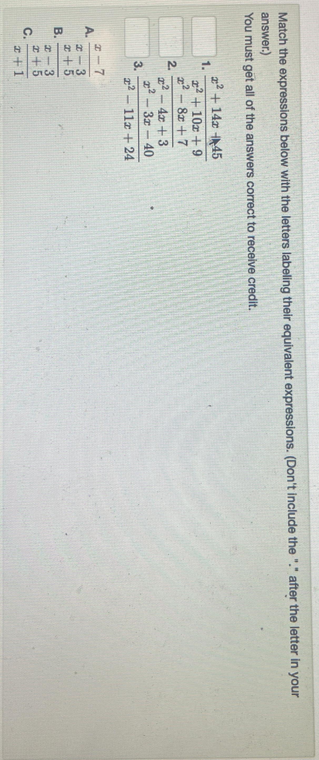 Solved Match the expressions below with the letters labeling | Chegg.com