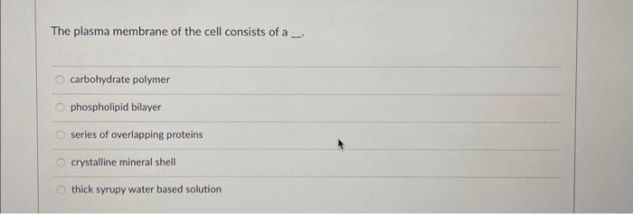 Solved The plasma membrane of the cell consists of a | Chegg.com