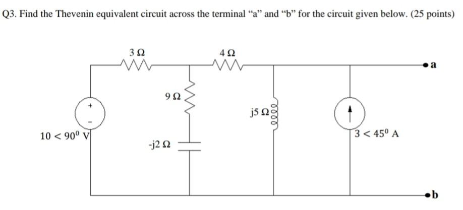 Solved Q3. Find the Thevenin equivalent circuit across the | Chegg.com